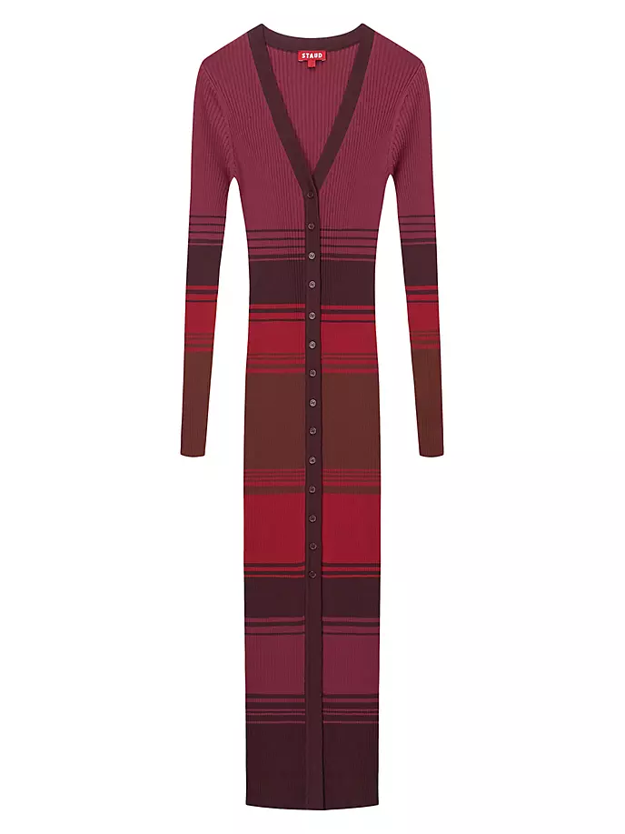 Платье-свитер в полоску в рубчик Shoko Staud, цвет syrah blend