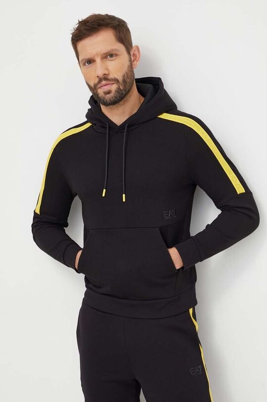 

Хлопковая толстовка EA7 Emporio Armani, черный