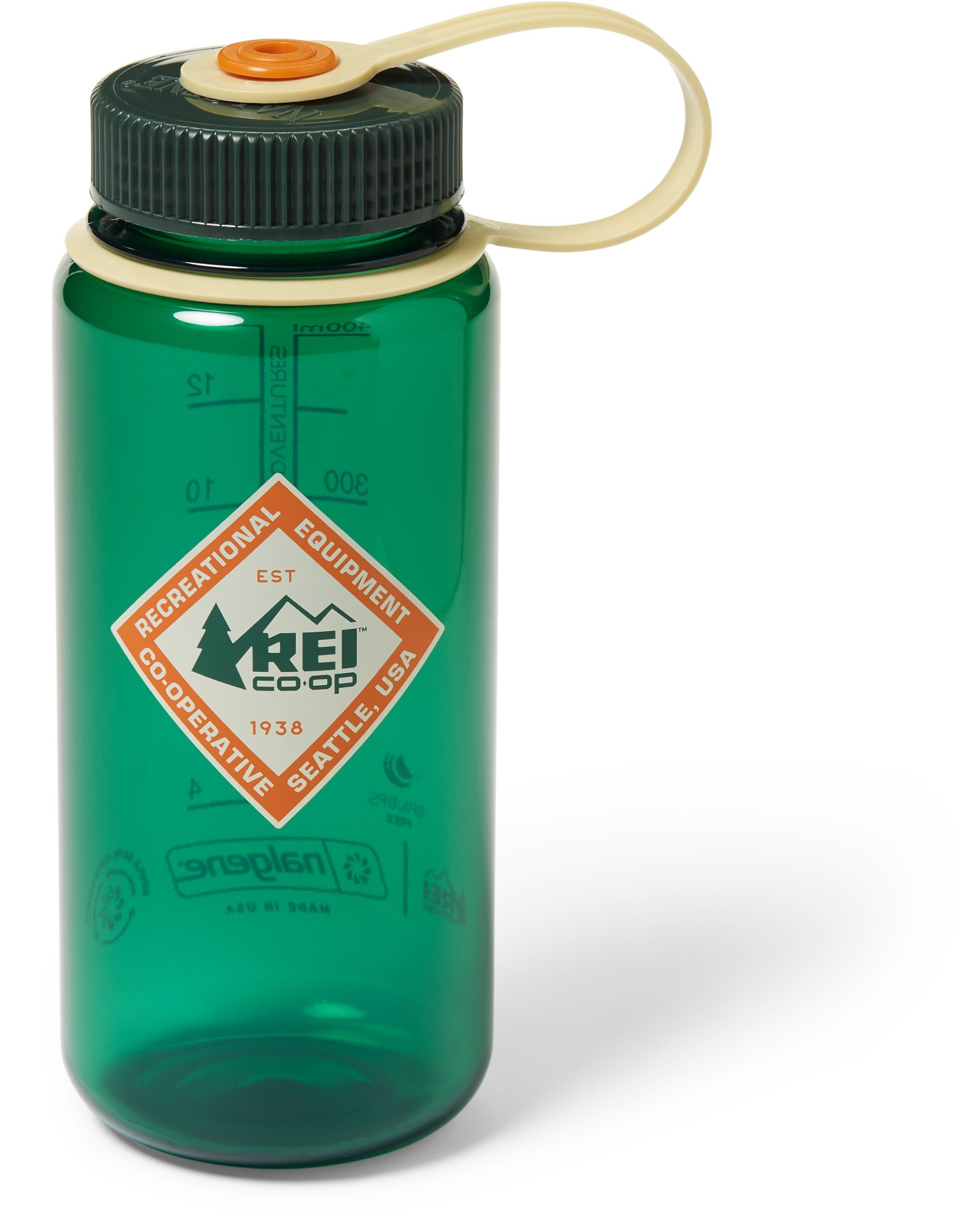 Бутылка для воды Nalgene Sustain Graphic с широким горлышком - 16 эт. унция REI Co-op, зеленый