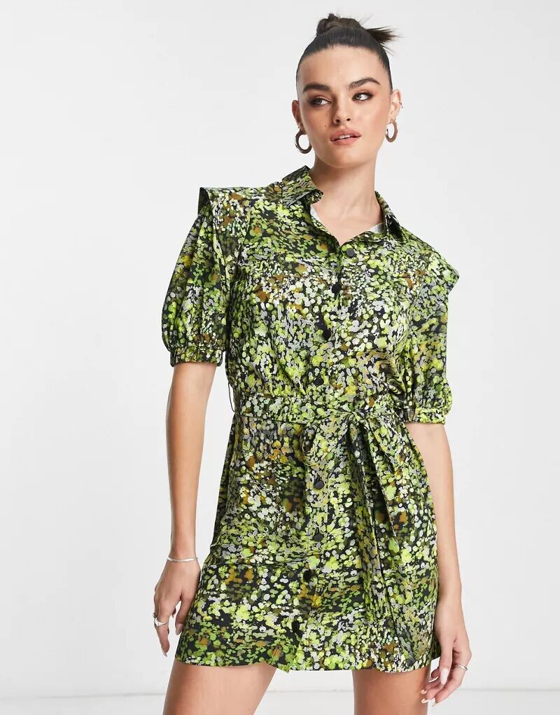 

Платье-рубашка мини Topshop в стиле милитари