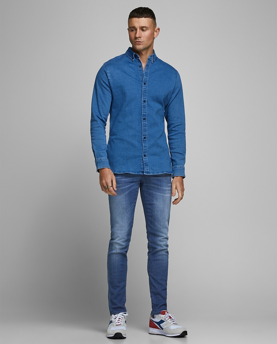 

Экологичные синие мужские джинсы Glenn узкого кроя Jack & Jones, синий