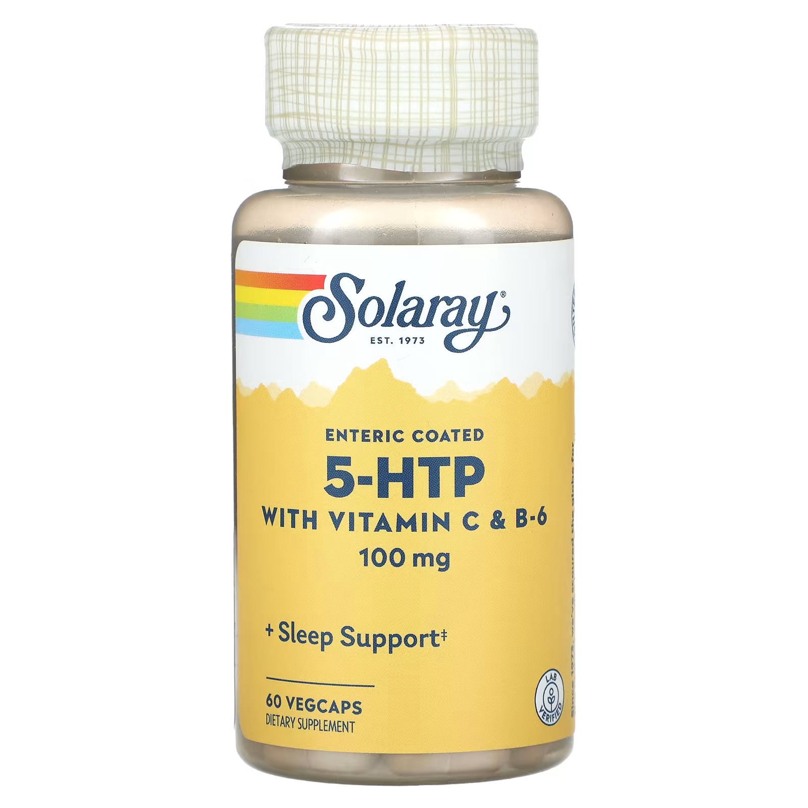 Solaray 5-HTP с витаминами C и B-6, 100 мг, 60 растительных капсул 5 htp с глицином l теанином и витаминами группы b 120 капсул