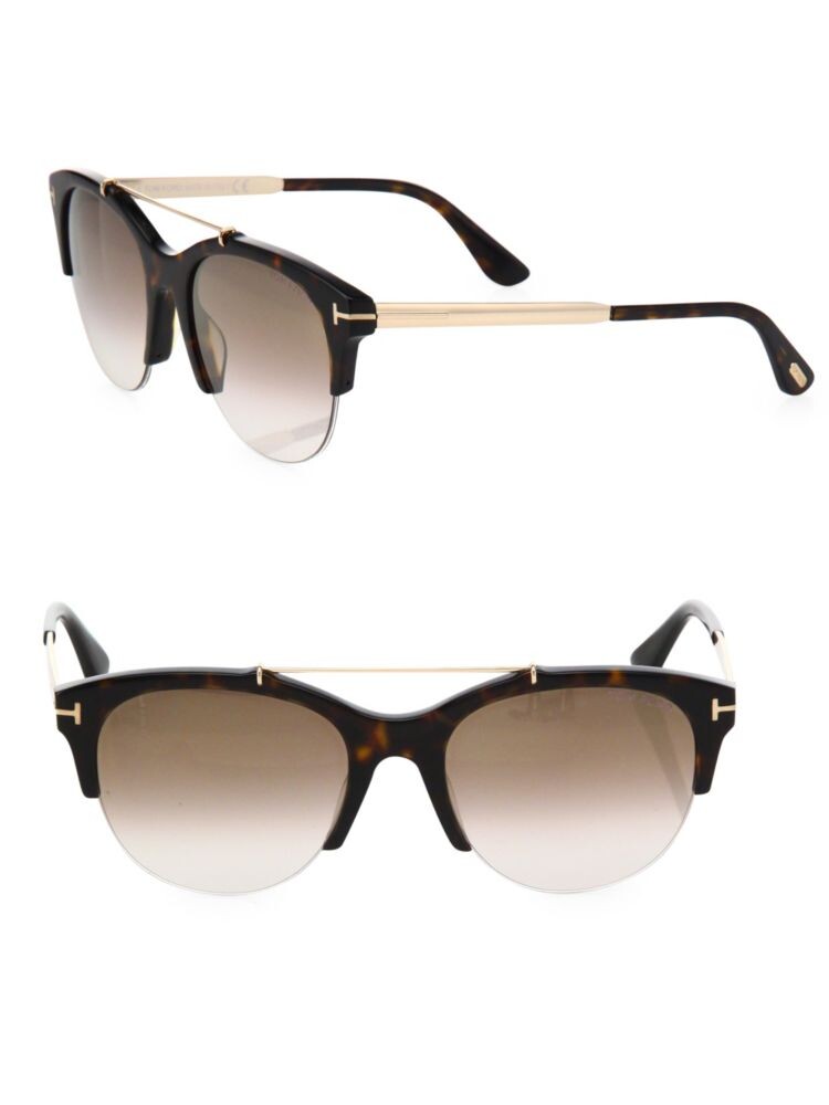 

Круглые зеркальные солнцезащитные очки Adrenne 55MM Tom Ford, цвет Dark Havana