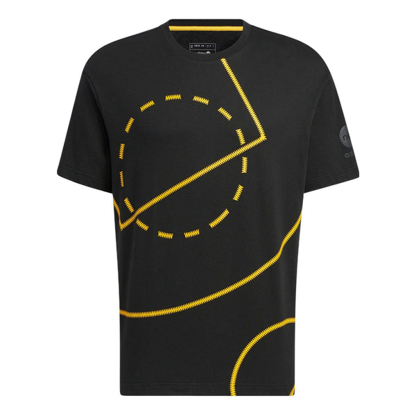 Футболка adidas neo Geometry Pattern Printing Round Neck Short Sleeve Unisex Black T-Shirt, черный