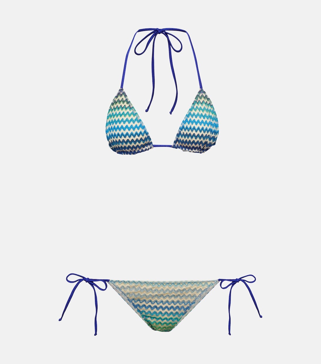 

Бикини с заниженной талией и треугольными зигзагами Missoni, синий