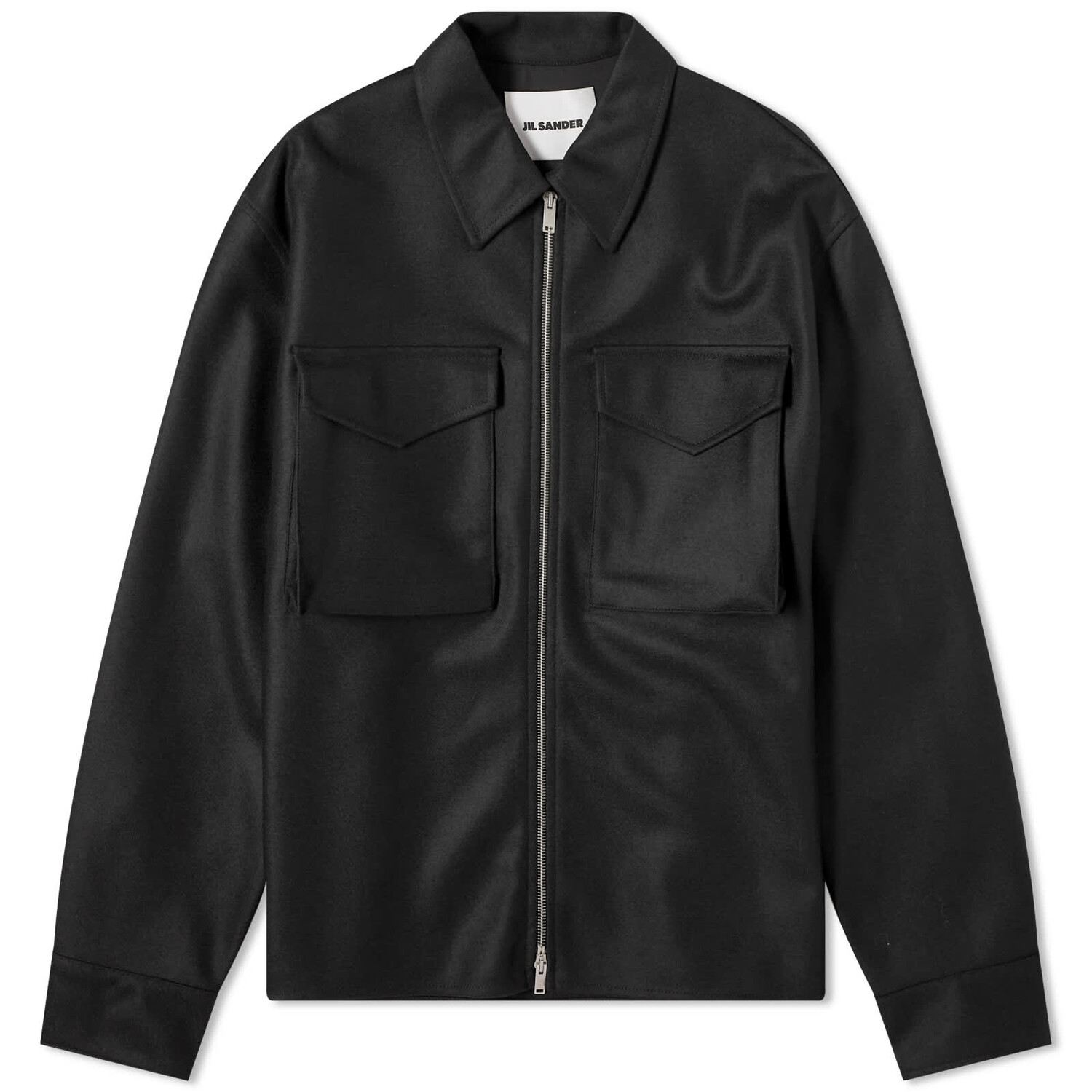 Рубашка Jil Sander Melton Wool Zip Overshirt, черный