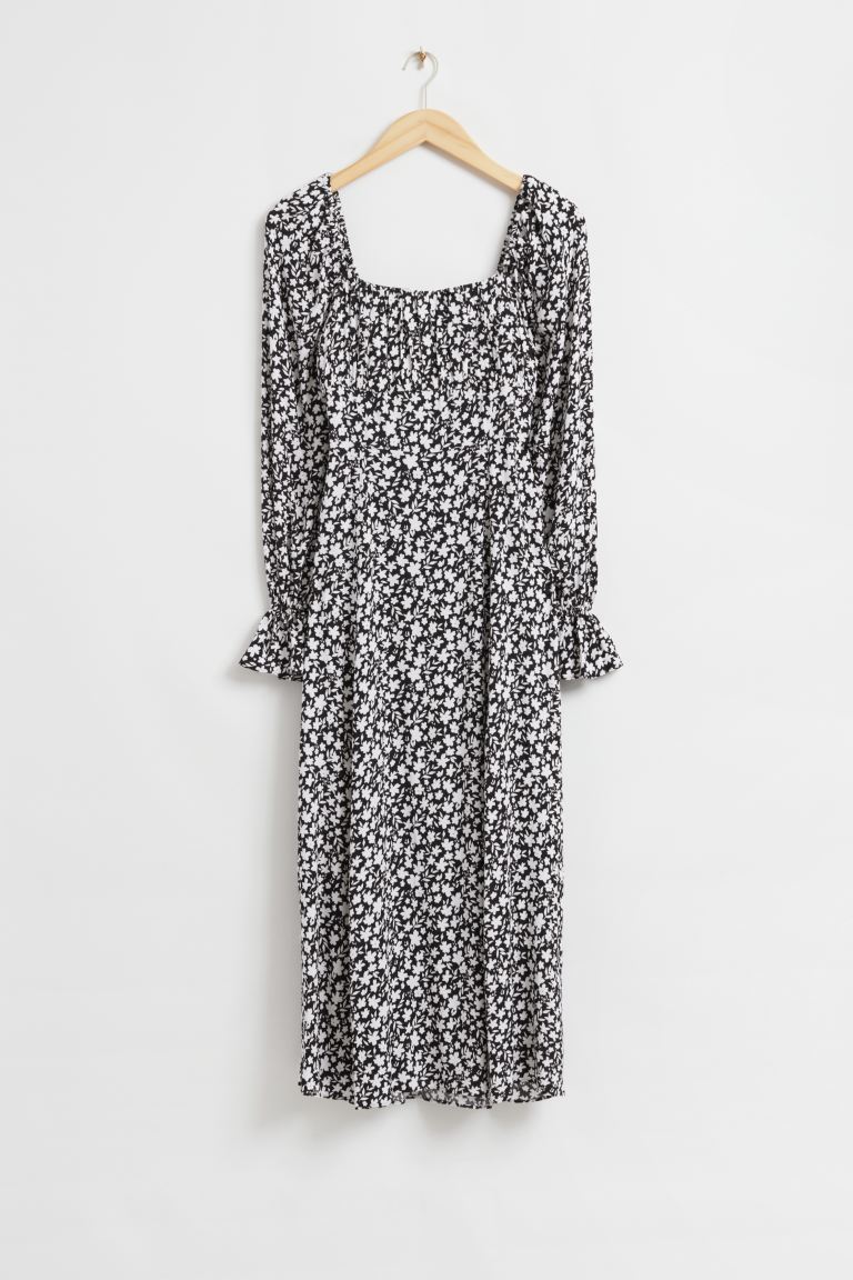Свободное платье с двойными рукавами-буфами и другие истории H&M, бежевый майка твоё с рюшами на груди 42 размер