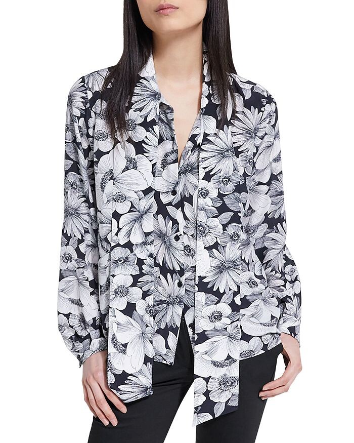 

Шелковая блузка с завязками на воротнике Romantic Garden The Kooples