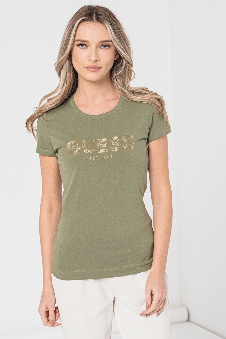 

Хлопковая футболка с логотипом Guess, зеленый