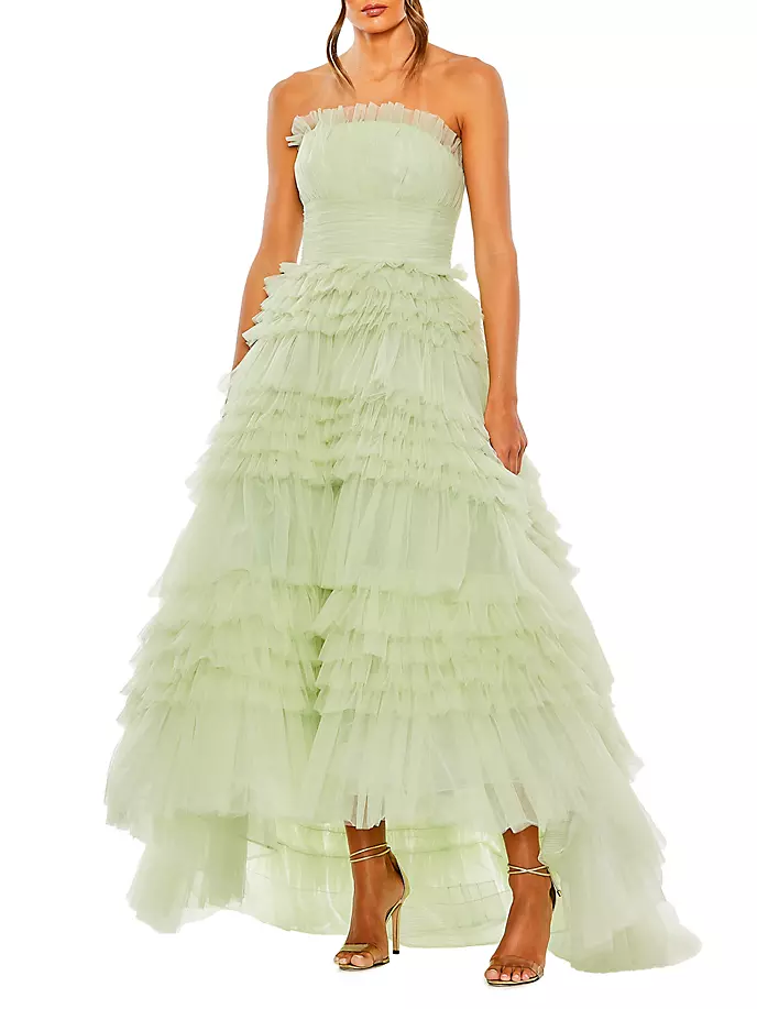 

Платье Mac без бретелек с рюшами Mac Duggal, цвет sage