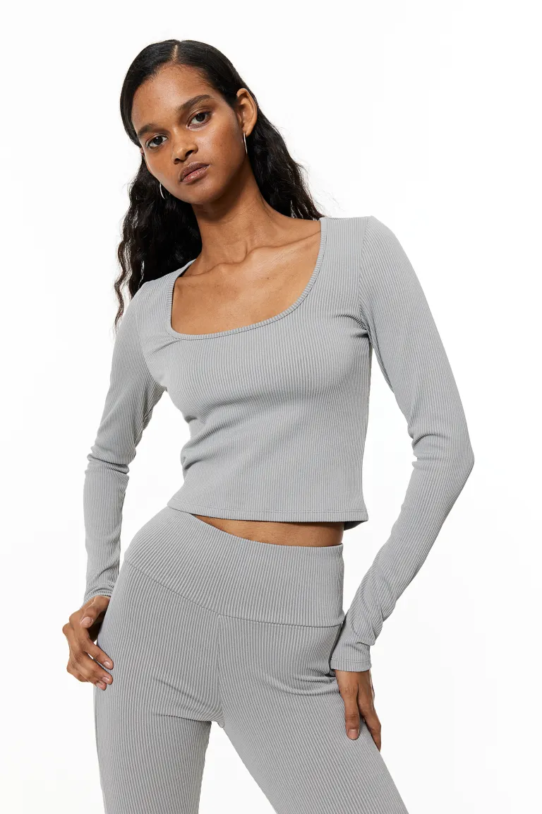 

Укороченная блузка из джерси H&M, серый