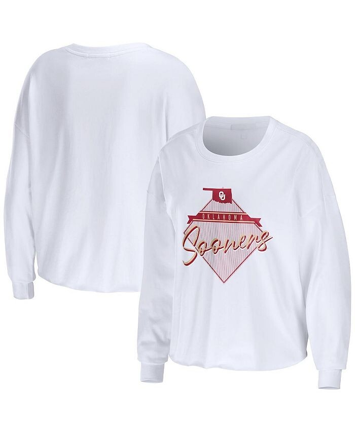 

Женская белая укороченная футболка с длинными рукавами Oklahomaooners Diamond WEAR by Erin Andrews, белый