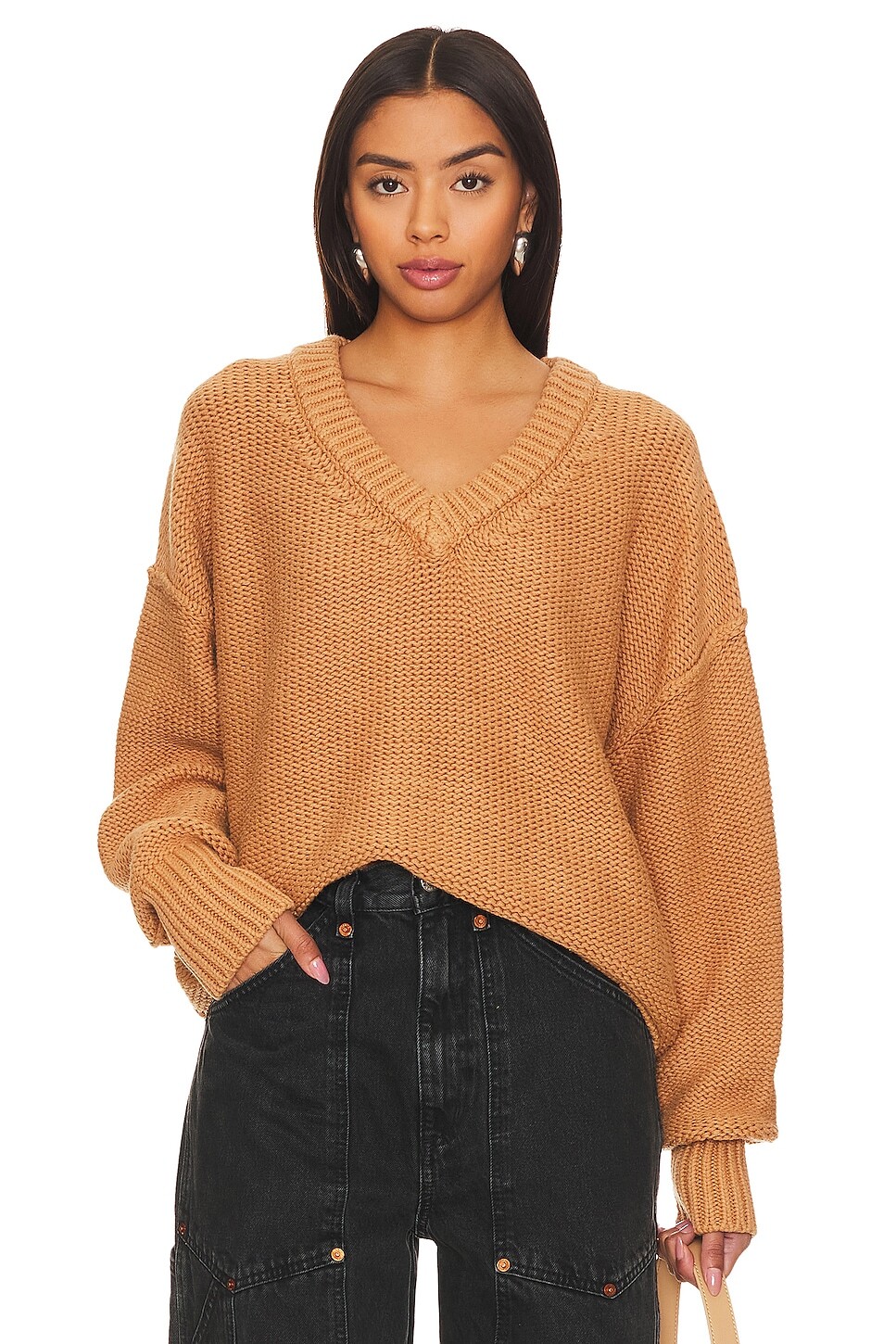 

Свитер Free People Alli V-neck, кэмел