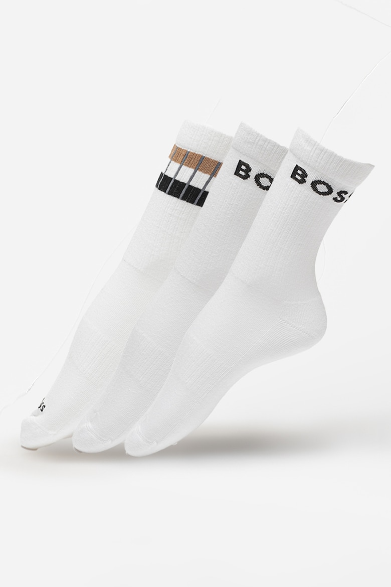 Носки длинные с логотипом - 3 пары Boss, белый