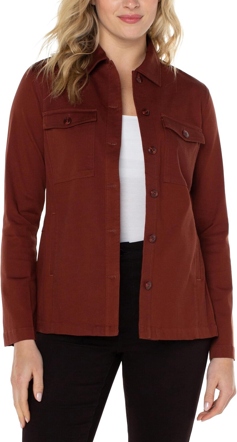 

Куртка Peplum Hem Shacket 26 1/2" Liverpool Los Angeles, цвет Brunette