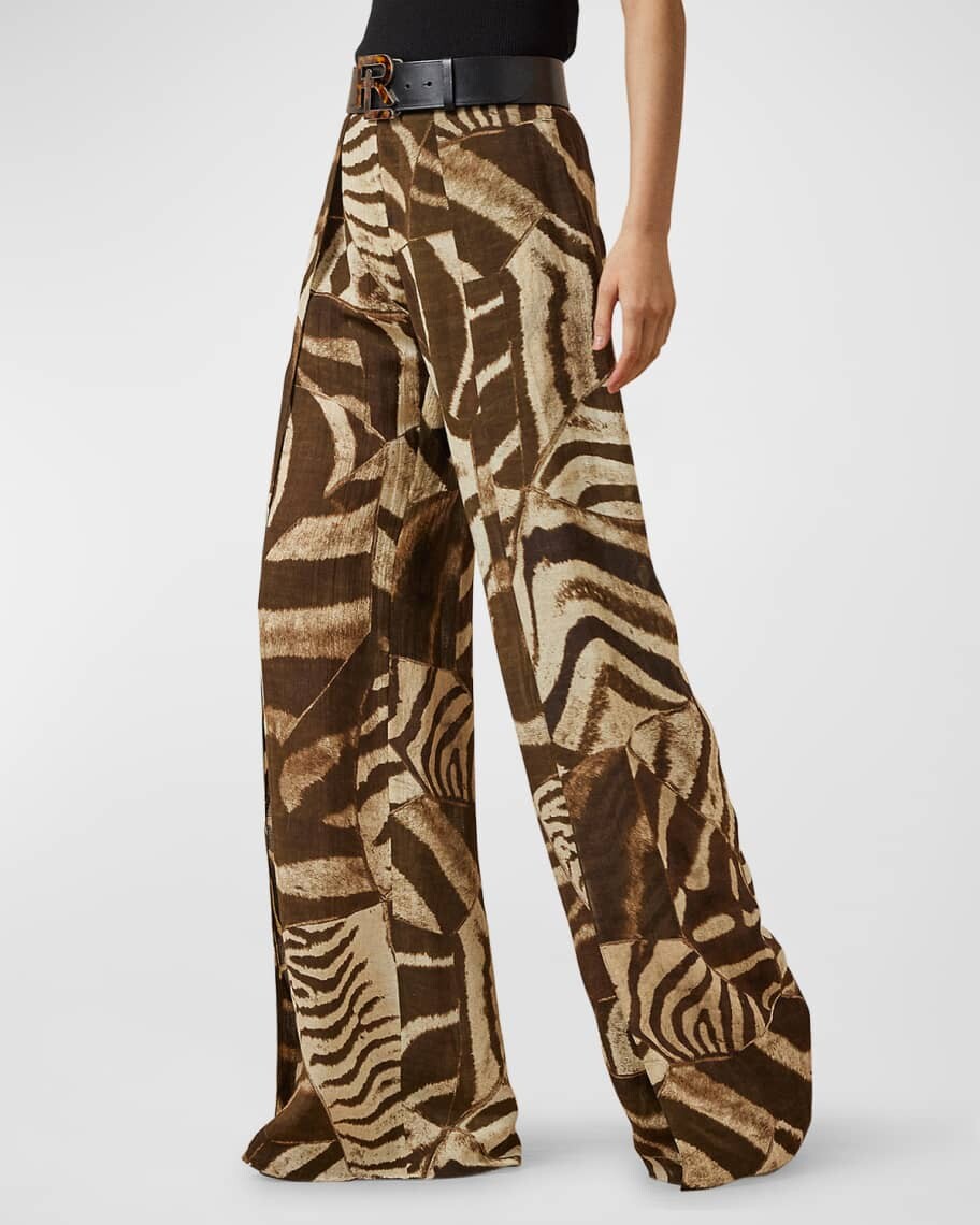 

Брюки Saunders из льняной вуали с зебровым принтом Ralph Lauren Collection