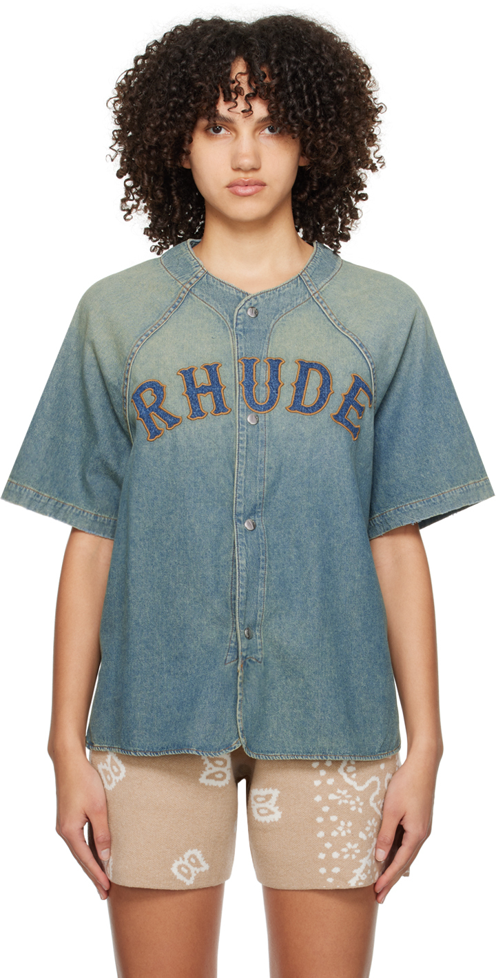 Джинсовая рубашка с эффектом индиго Rhude