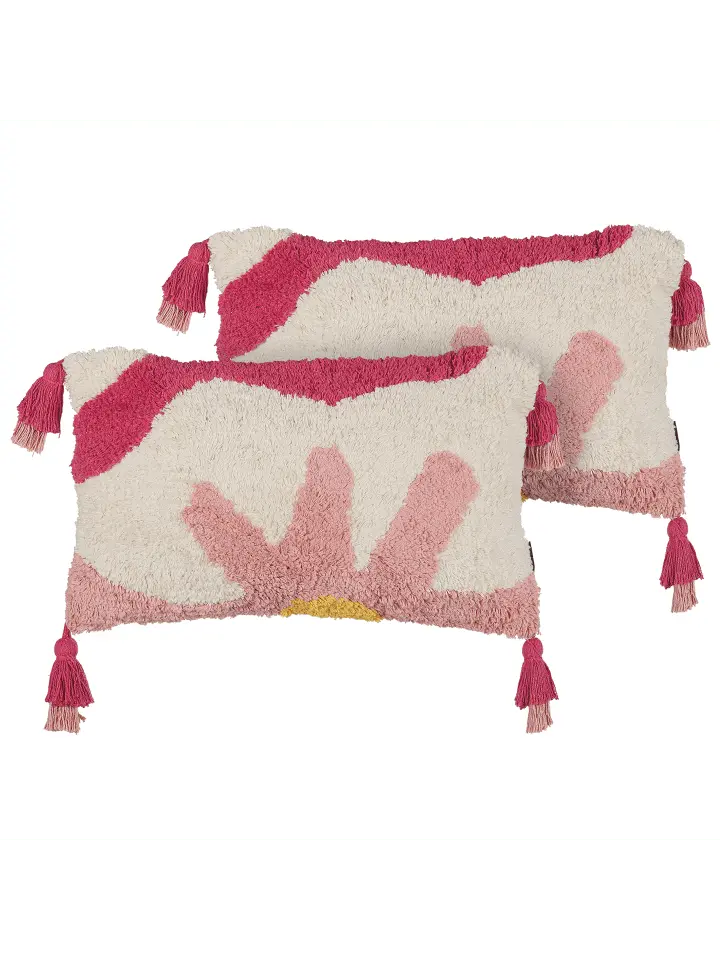 

Декоративная подушка Beliani 2er Set Deko ACTAEA, цвет rosa/weiß/gelb