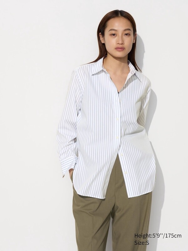 

Хлопчатобумажная рубашка в полоску Uniqlo, белый