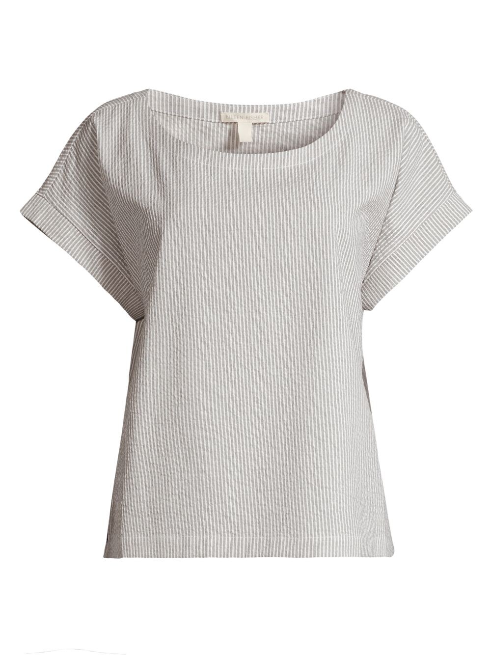 

Полосатая хлопковая футболка Eileen Fisher, разноцветный, Серый