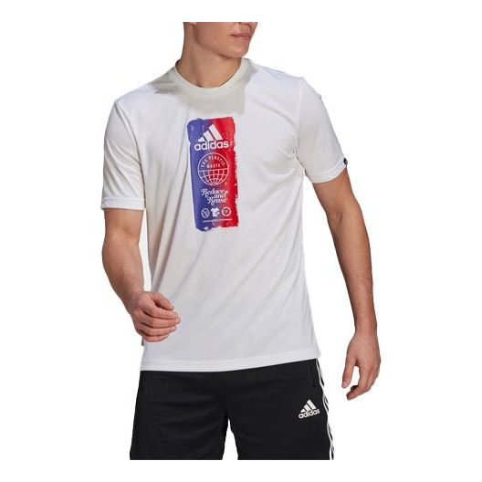 Футболка Men's adidas Printing Round Neck Short Sleeve Sports Short Sleeve White T-Shirt, мультиколор