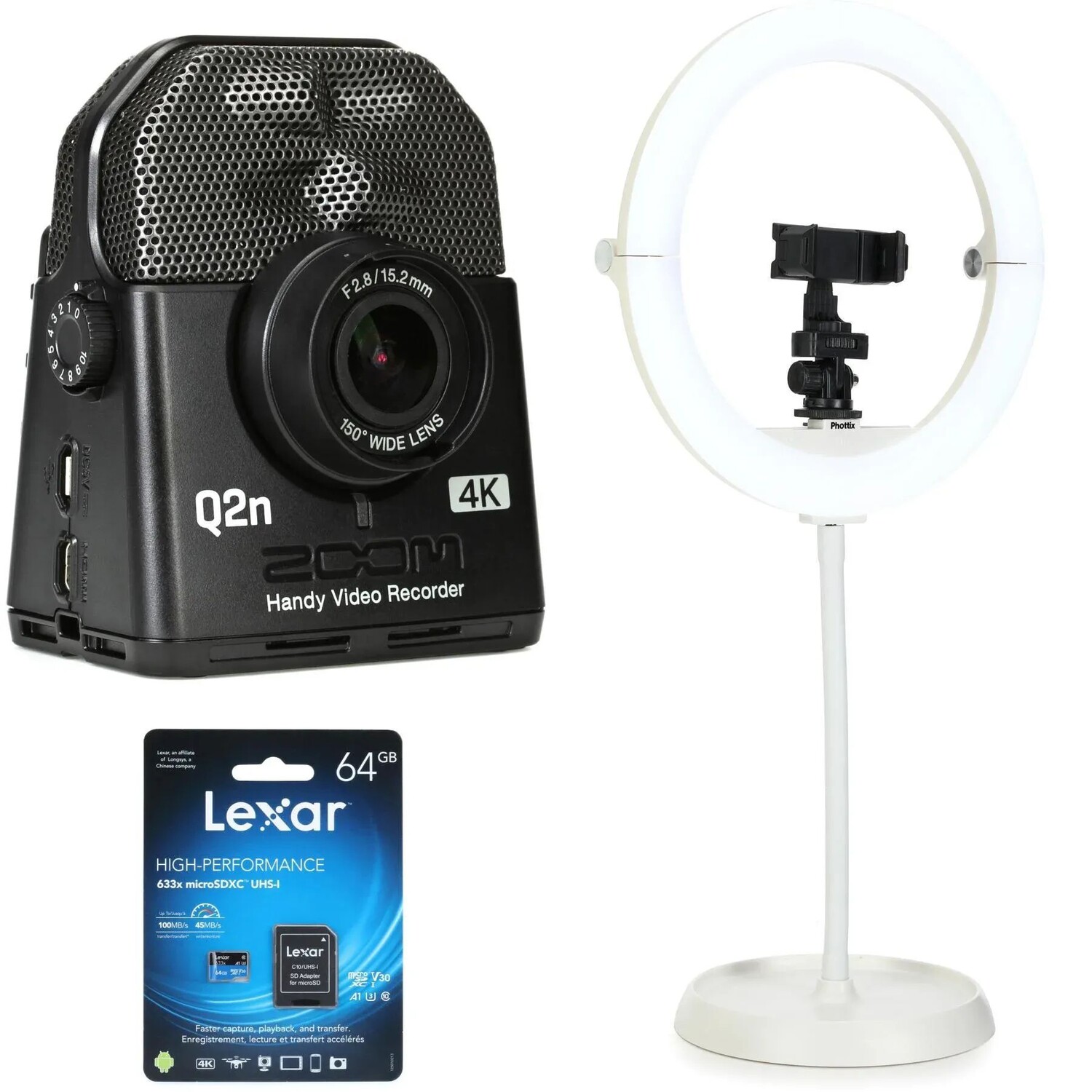

Удобный видеорегистратор Zoom Q2n-4K с XY-микрофоном и комплектом кольцевой подсветки