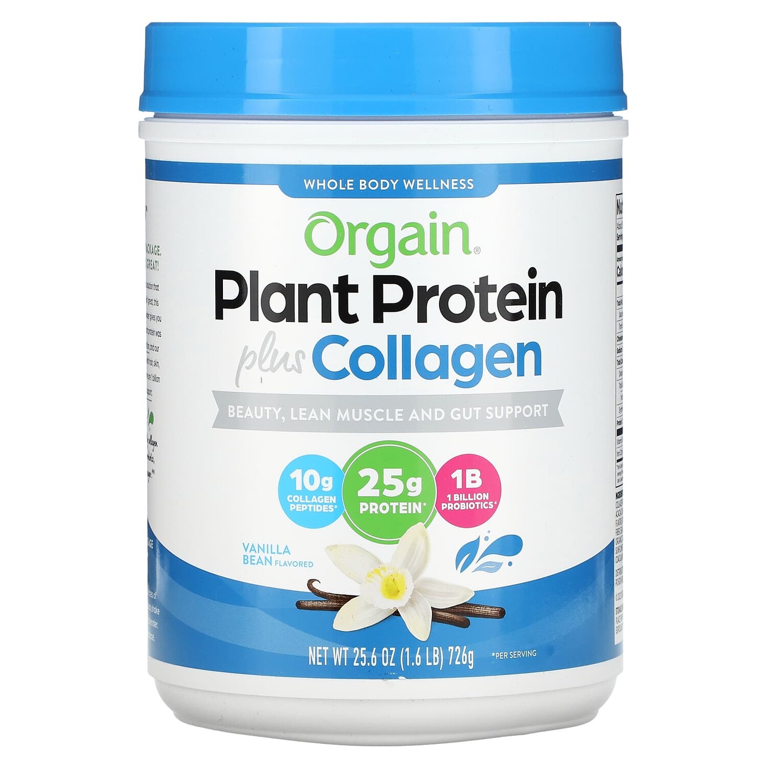 

Plant Protein Plus Collagen, ваниль, 726 г (1,6 фунта), Orgain