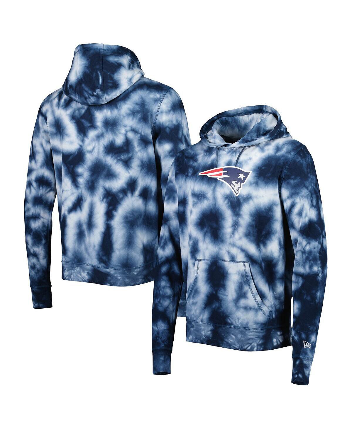 цена Мужской пуловер с капюшоном темно-синего цвета New England Patriots Team Tie Dye New Era