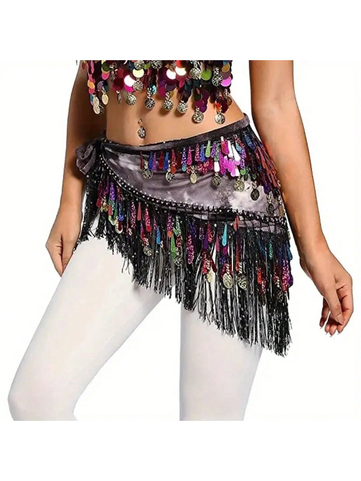 Женская поясная цепочка для танца живота, многоцветный женская длинная юбка для танца живота цыганская юбка для выступлений 85 90 95 см