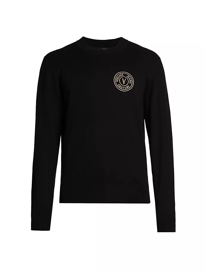 

Хлопковый свитер с логотипом Versace Jeans Couture, черный