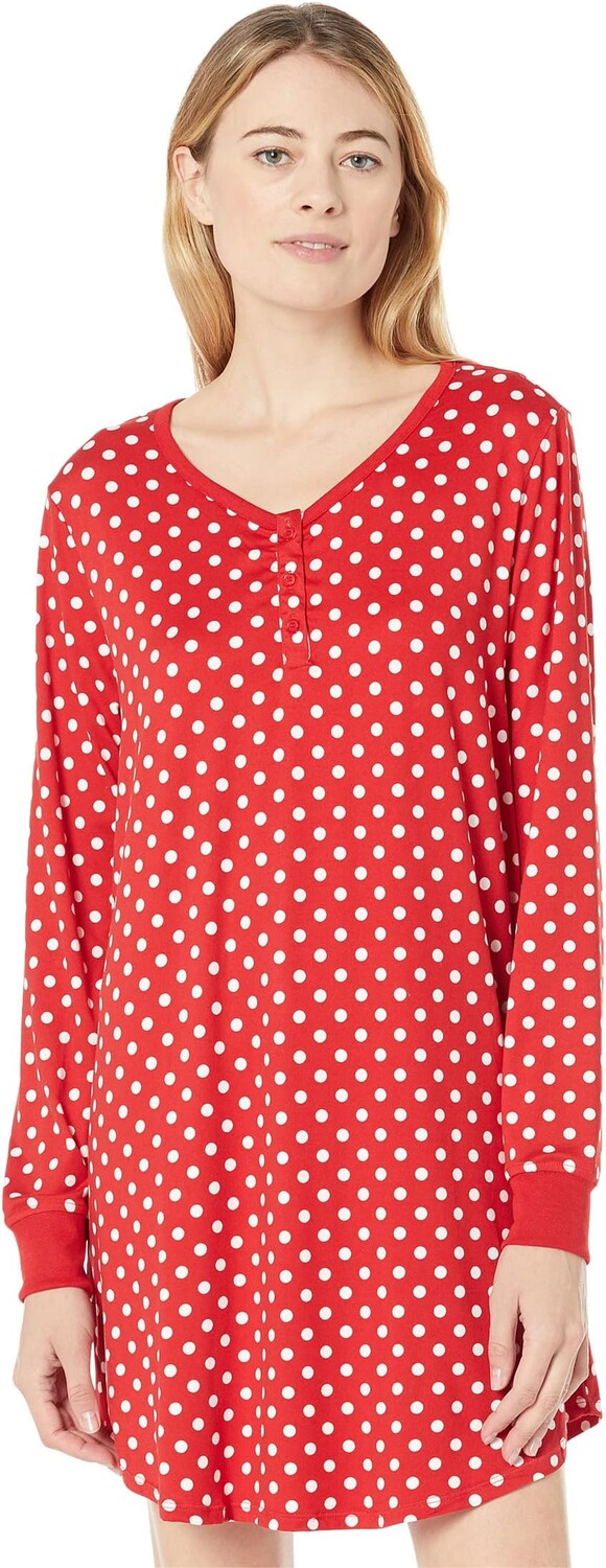 

Ночная рубашка Kate Spade New York Brushed Jersey Henley Sleepshirt, цвет White Lady Dot