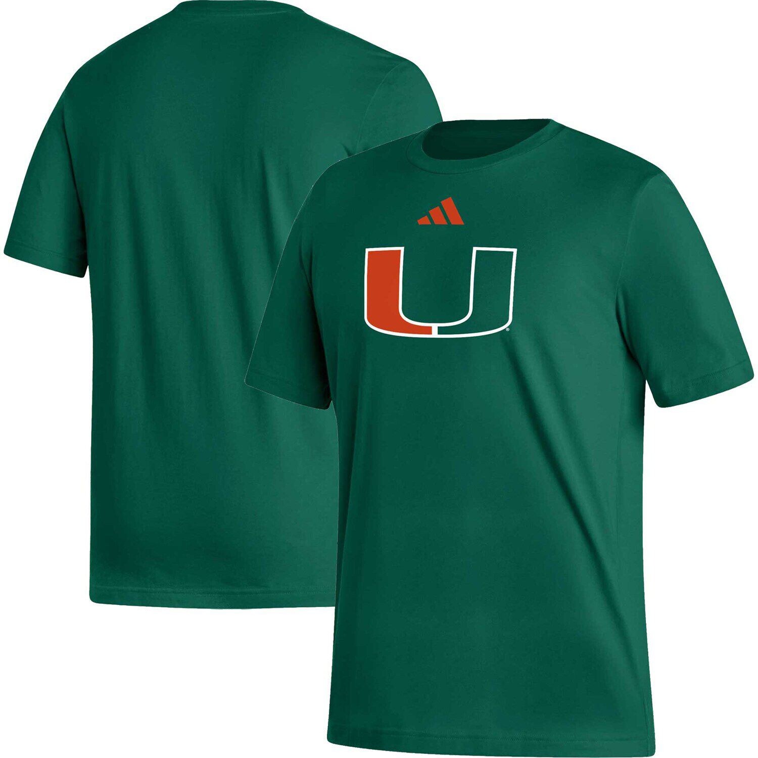 

Мужская зеленая футболка с логотипом Miami Hurricanes Fresh adidas