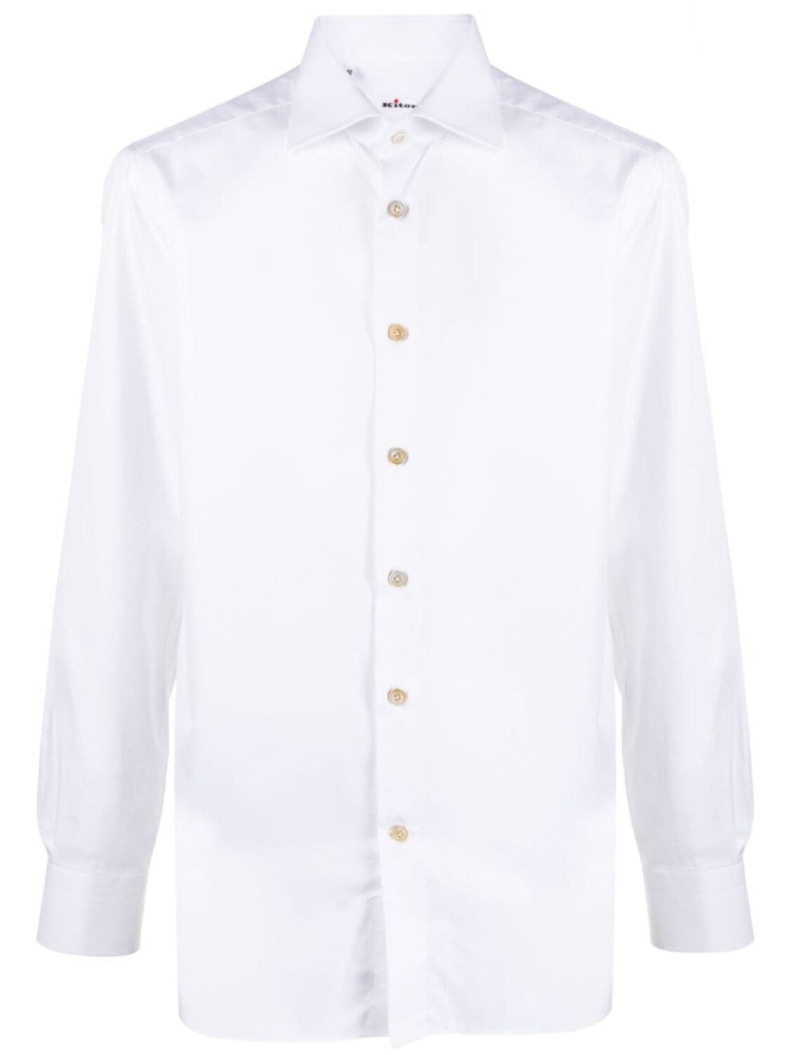 

Kiton spread-collar cotton shirt, белый