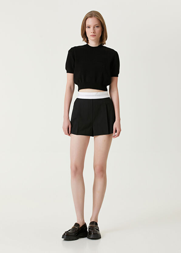 

Плиссированные шерстяные шорты Alexander Wang, черный