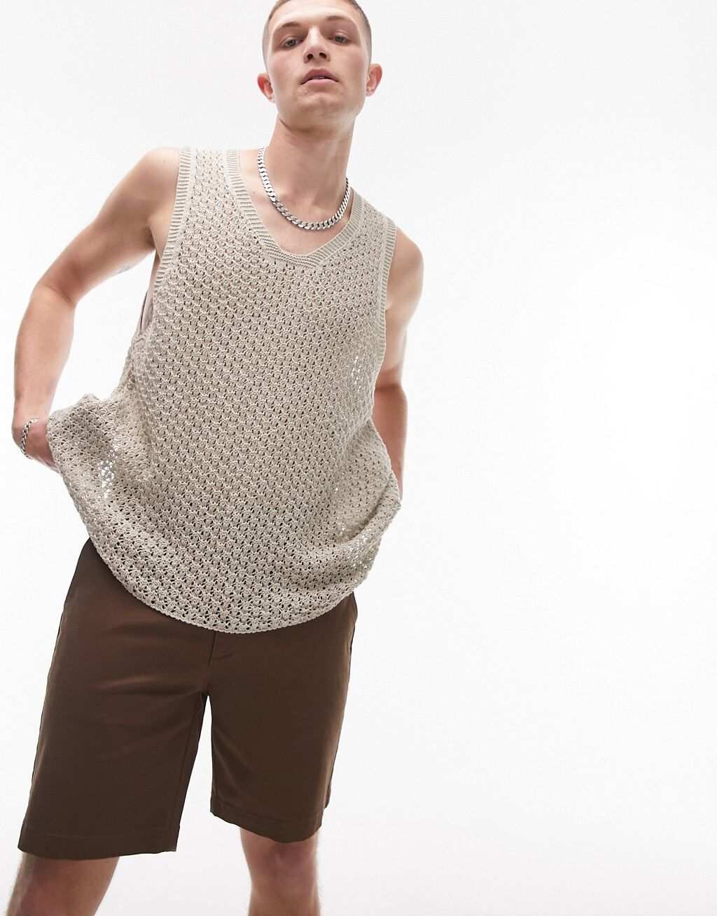

Вязаный жилет-лестница Topman с камнем