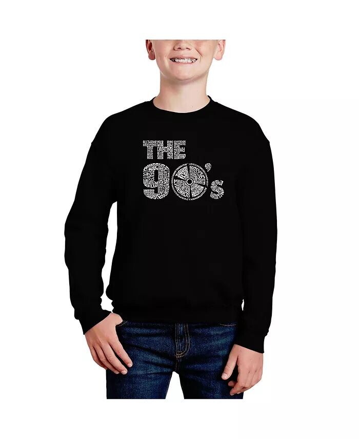 

90-е годы — толстовка с круглым вырезом Big Boy's Word Art La Pop Art, красный