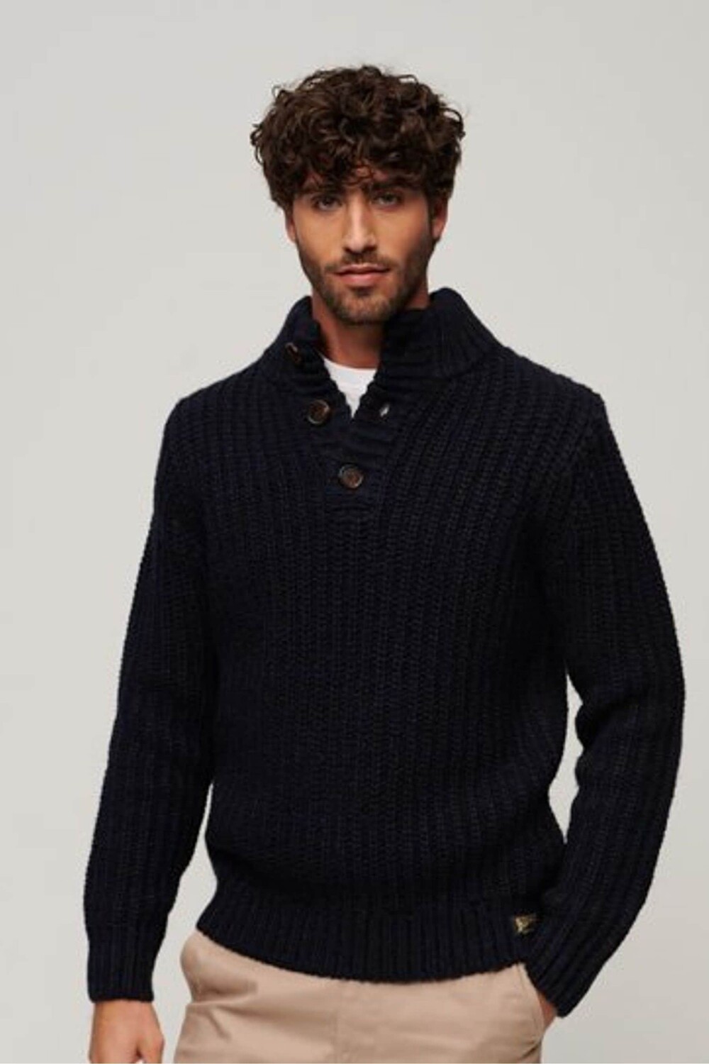 

Джемпер хенли крупной вязки Superdry, синий