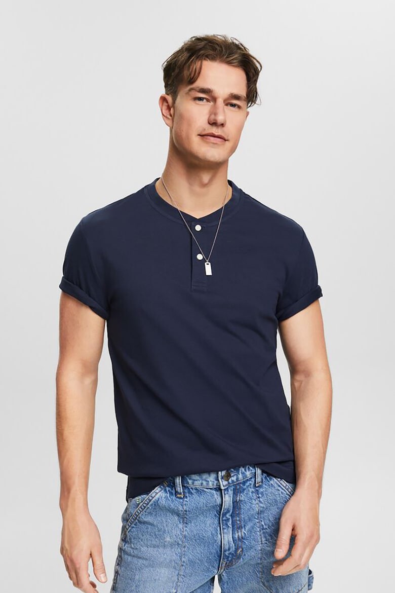 Футболка Henley из органического хлопка Esprit, синий футболка henley из органического хлопка esprit белый