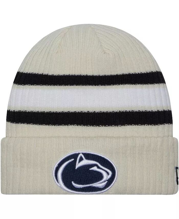 

Мужская кремовая вязаная шапка с манжетами в винтажном стиле Penn State Nittany Lions New Era, слоновая кость/кремовый