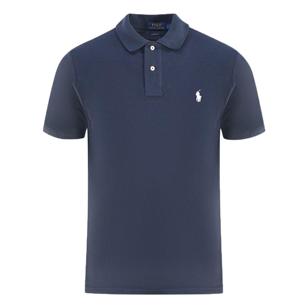 

Классическая рубашка-поло темно-синего кроя Polo Ralph Lauren, синий