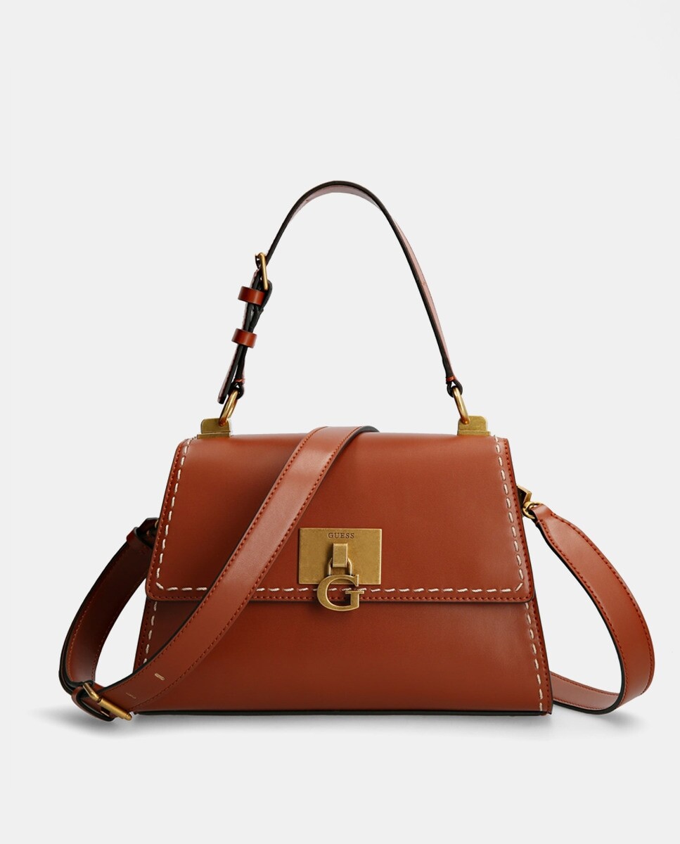 

Большая однотонная коричневая сумка Stephi с клапаном Guess, коричневый