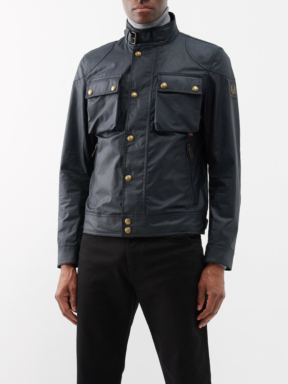 

Куртка racemaster из вощеного хлопка с воротником и пряжкой Belstaff, синий