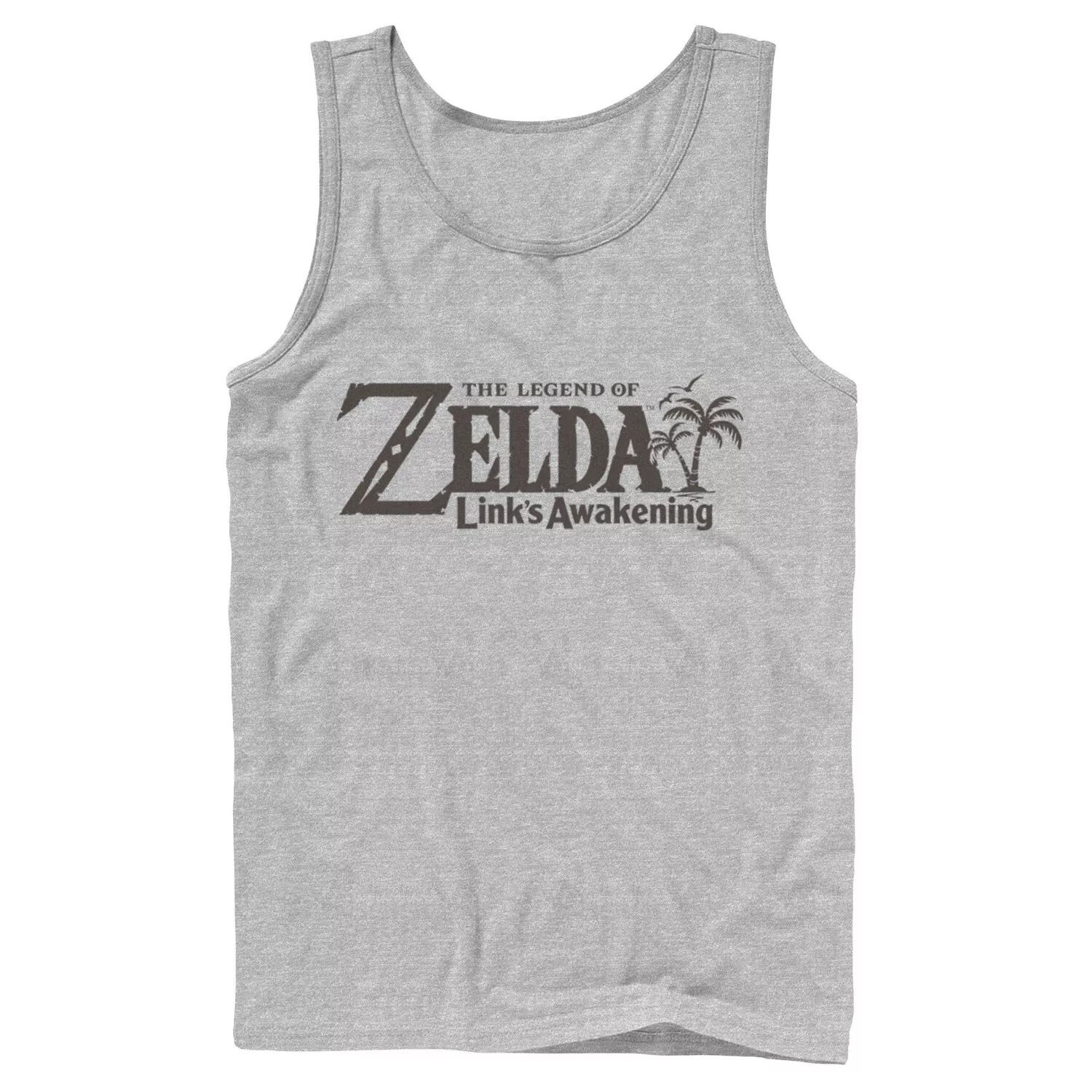 

Мужская майка с зеленым текстовым логотипом Nintendo Legend Of Zelda Links Awakening Palm Tree Licensed Character