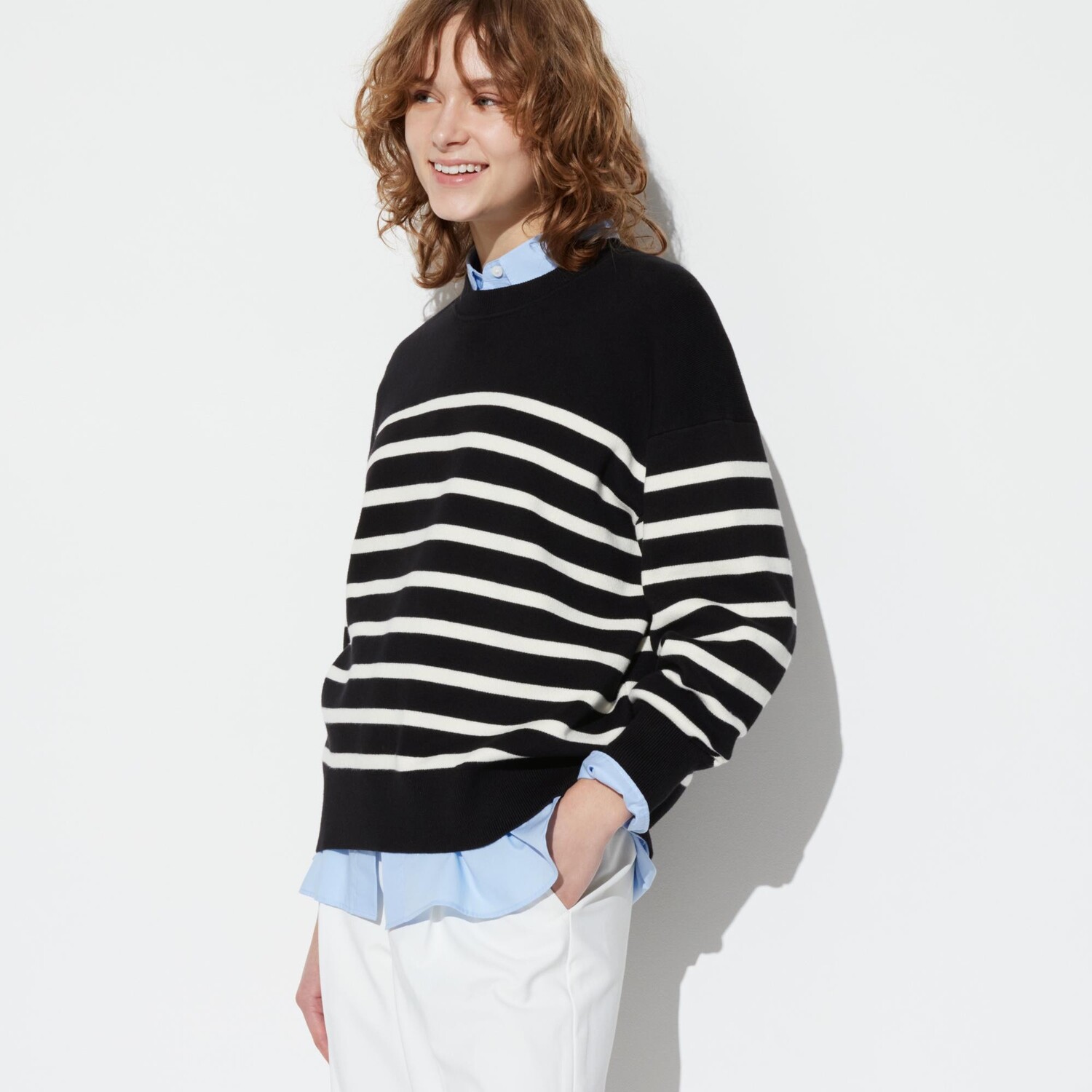 

Джемпер Uniqlo женский в белую полоску, черный