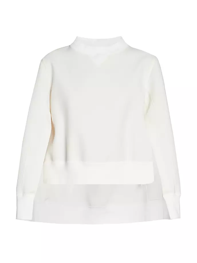 

Толстовка с круглым вырезом и разрезами Sacai, цвет off white