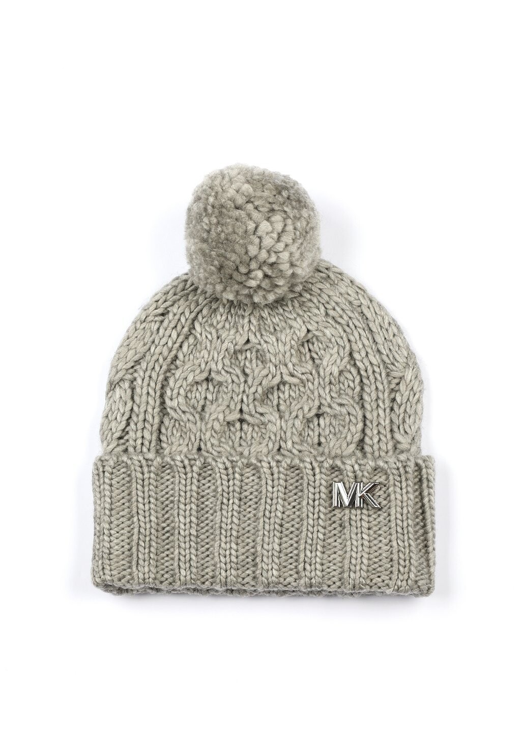 

Шапка Honeycomb Cable Cuff With Self Pom MICHAEL Michael Kors, цвет light pastel grey