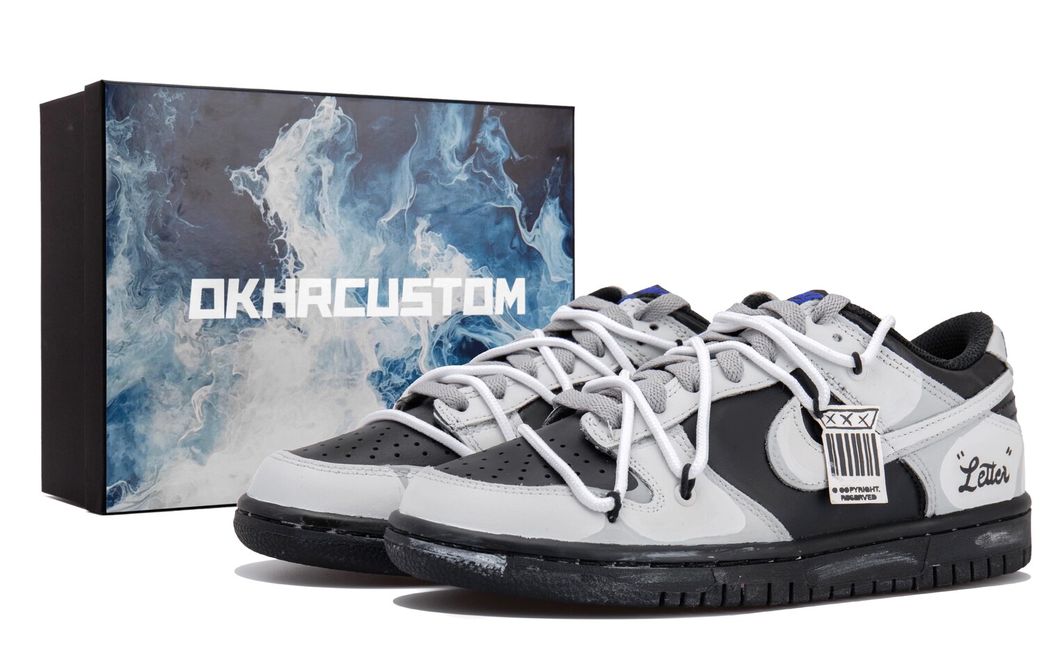 

Кроссовки Nike Dunk Skateboarding Shoes Women's Low-top Black/white/gray, черный/белый/серый