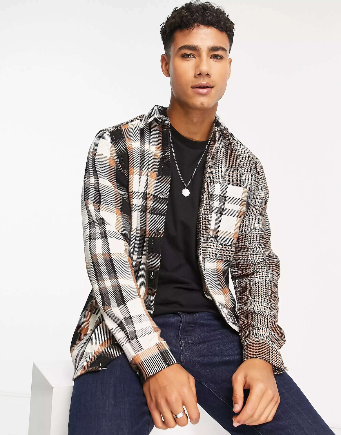 

Коричневая рубашка River Island Blocked