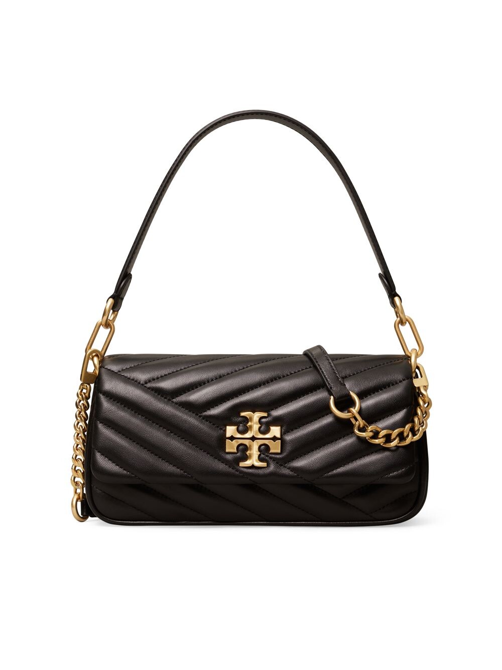 

Маленькая кожаная сумка через плечо Kira Chevron Tory Burch, черный