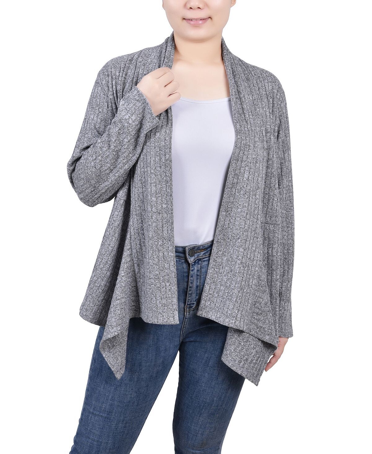 

Женский кардиган в рубчик с длинными рукавами NY Collection